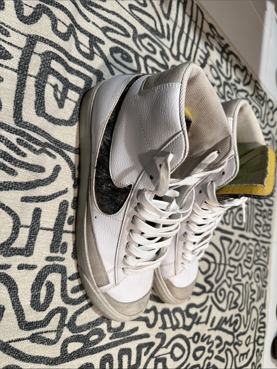 Nike Other - Nike Women’s White High-Top Sneakers with Black Swoosh and Yellow Tongue Accents